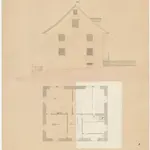 Oetwil am See: Pfarrhaus; Nordwestansicht und Grundriss des 1. Stocks (Nr. 5)