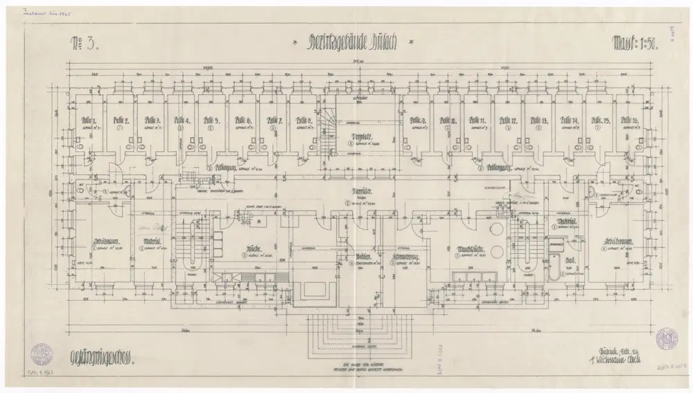 Bülach: Bezirksgebäude, Gefängnisgeschoss; Grundriss (Nr. 3)