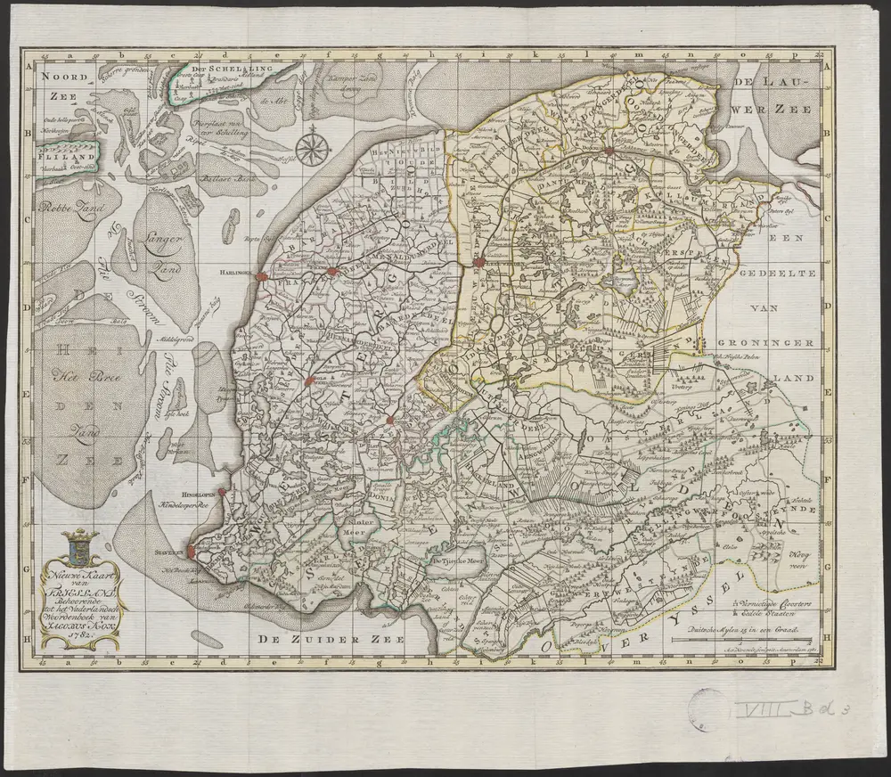 Nieuwe kaart van Friesland : behoorende tot het Vaderlandsch woordenboek van Jacobus Kok