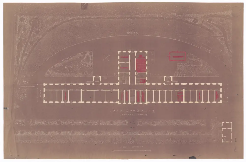 Kantonale Frauenklinik, Hauptgebäude: Erdgeschoss; Grundriss