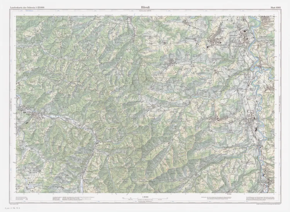 Landeskarte der Schweiz 1 : 25000: Den Kanton Zürich betreffende Blätter: Blatt 1093: Hörnli