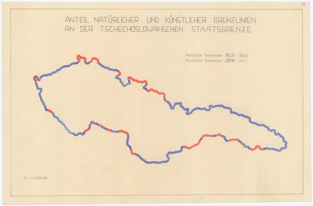 Anteil natürlicher und künstlicher Grenzlinien an der tschechoslowakischen Staatsgrenze