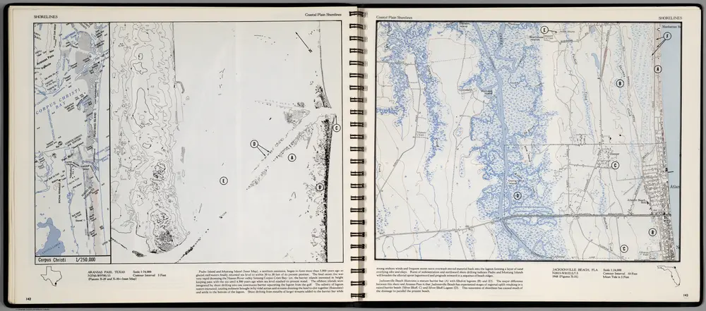 Shorelines. Coastal Plain Shorlines. Aransas Pass, Texas. Jacksonville Beach, Fla.