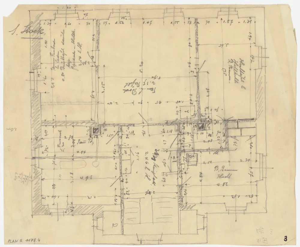 Wald: Pfarrhaus (Nr. 24): Wald: Pfarrhaus, 1. Stock; Grundriss (Nr. 3)