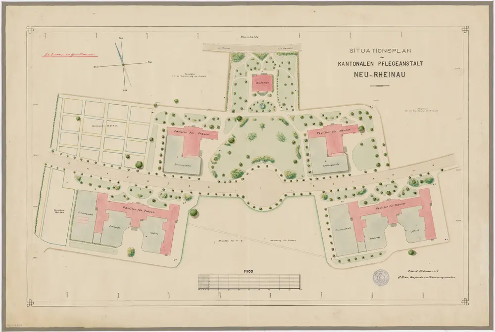 Pflegeanstalt Neu-Rheinau: Situationsplan: Version auf Papier