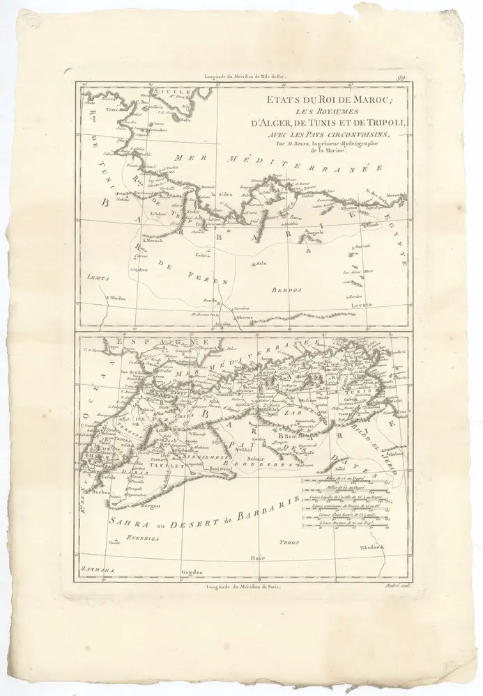 Etats du roi de Maroc, les royaumes d'Alger, de Tunis et de Tripoli, avec les pays circonvoisins