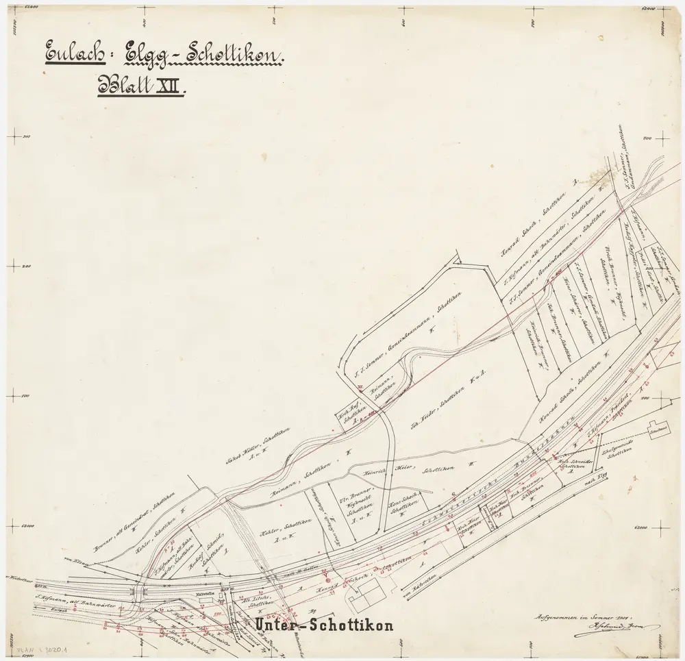 Elsau: Schottikon, Eulach bei Unterschottikon (Eulach: Elgg-Schottikon Blatt XII): Situationsplan (Eulach: Elgg-Schottikon Blatt XII)