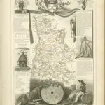 mapa z atlasu "Atlas National Illustré des 86 Départements et des Possessions de la France Divisé par Arrondissements, Cantons et Communes, avec le tracé de toutes les routes, chemins de fer et canaux"