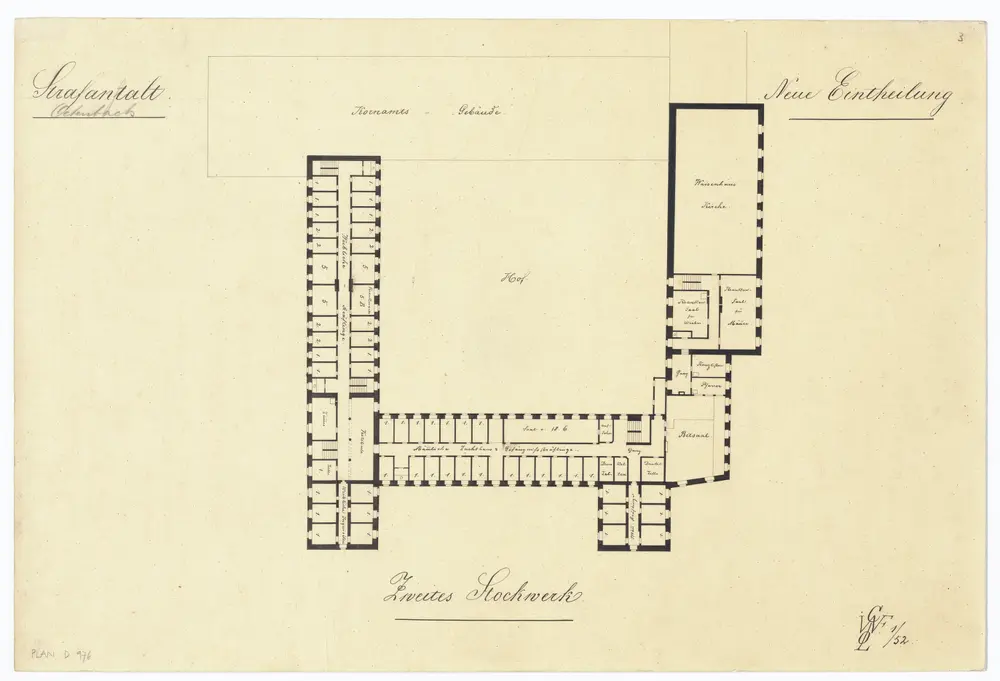 Kantonale Strafanstalt Oetenbach: Projekt einer Neueinteilung; 2. Stock; Grundriss