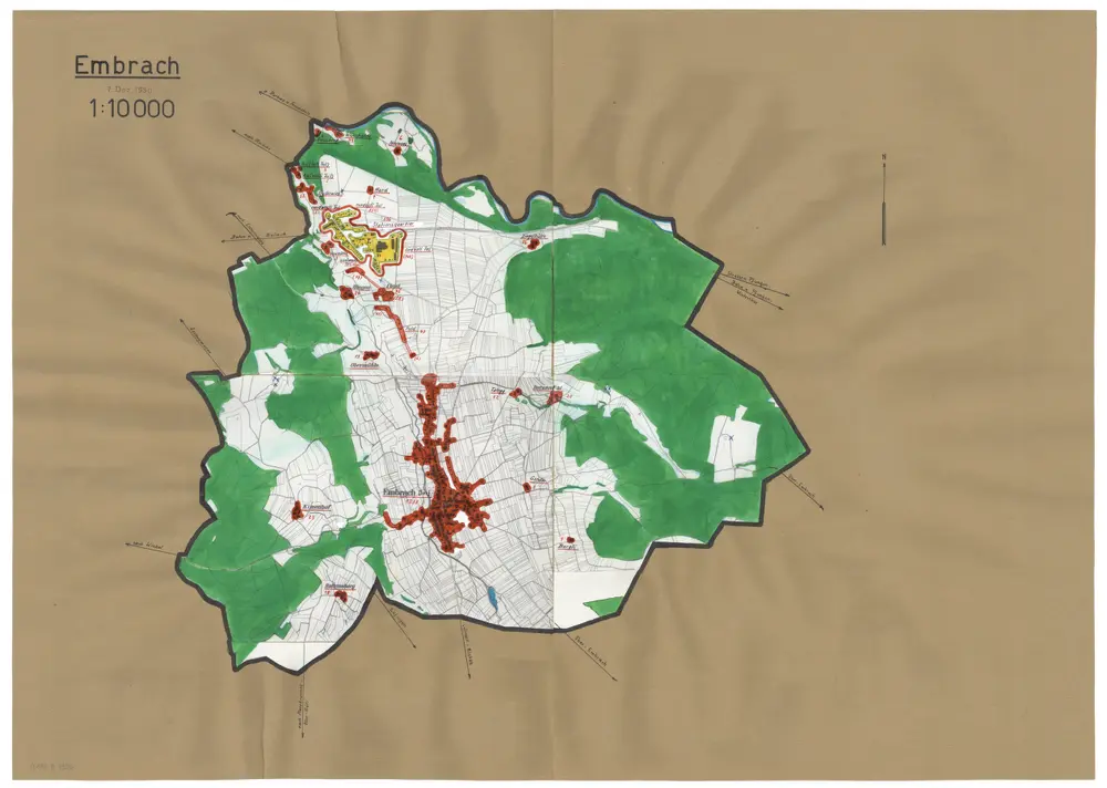 Embrach: Definition der Siedlungen für die eidgenössische Volkszählung am 01.12.1950; Siedlungskarte