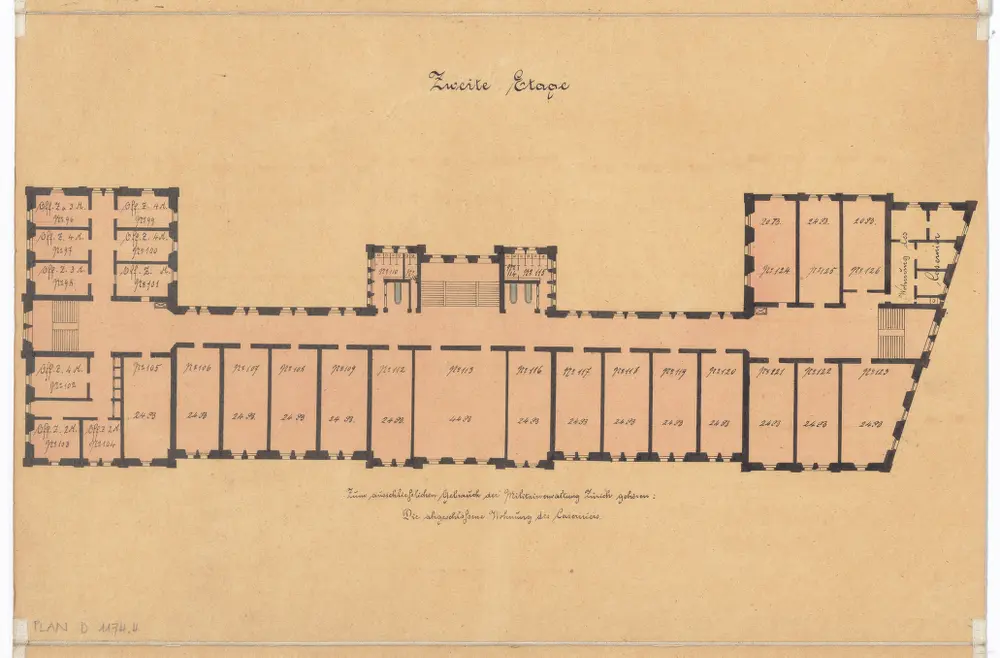 Kaserne und Kriegskommisariat: Grundrisse: 2. Stock; Grundriss