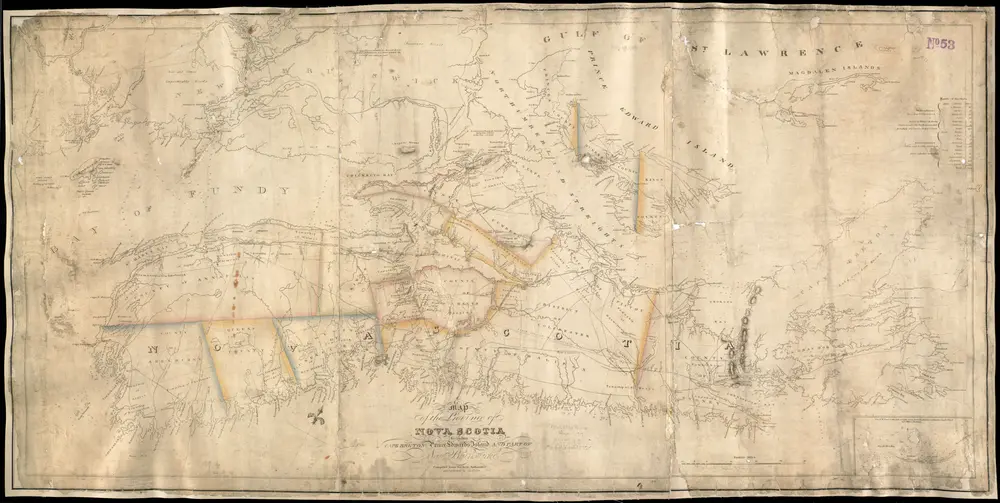 Map of the province of Nova Scotia including Cape Breton Prince Edwards Island and part of New Brunswick