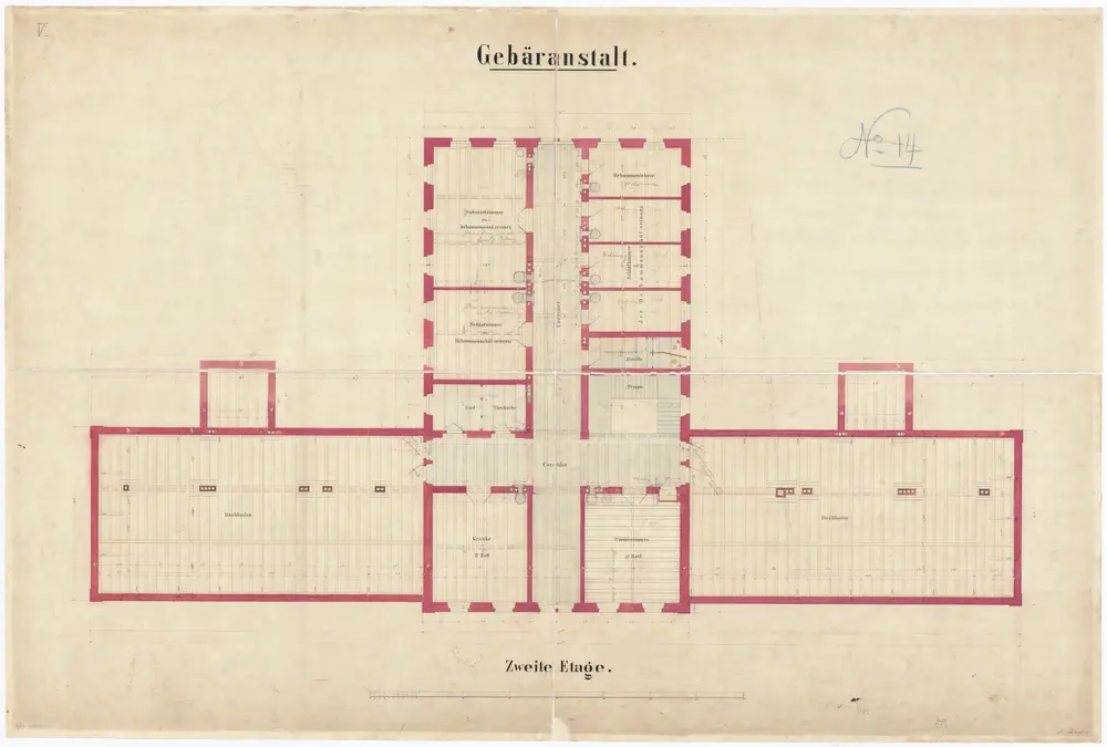 Gebäranstalt: 2. Stock; Grundriss