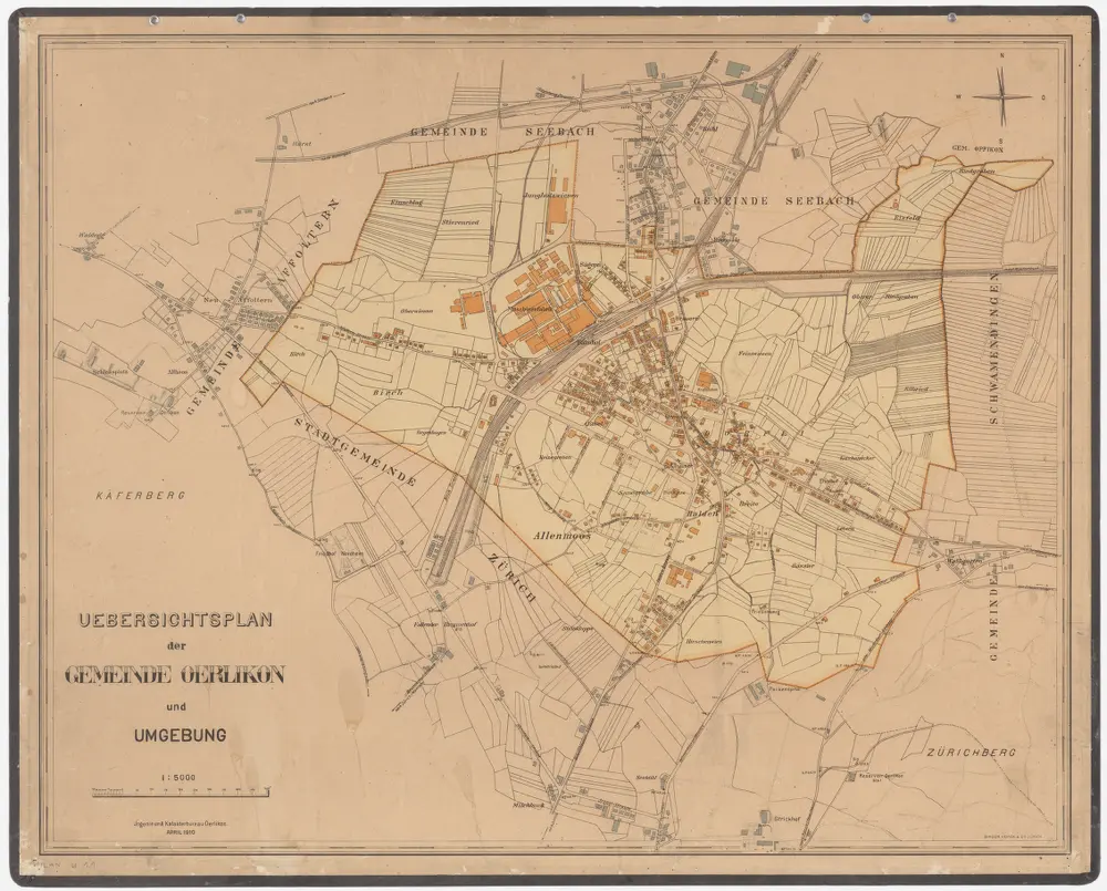 Oerlikon: Gemeinde; Kataster-Ergänzungspläne: Übersichtsplan