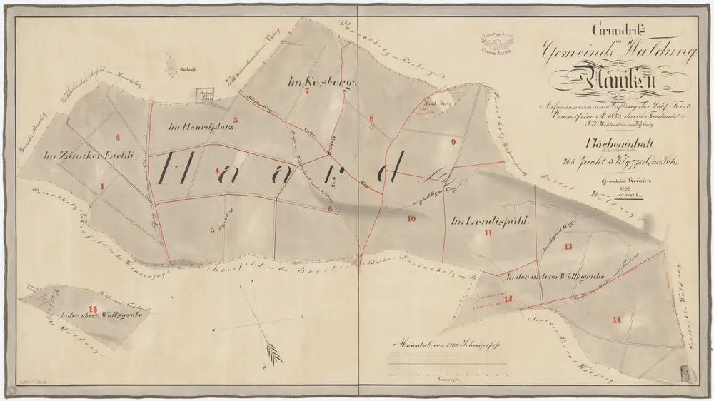 Uster: Gemeindewaldung Nänikon: Hard (Haard) mit Ländisbüel (Lendispüehl), Unteri und Oberi Wolfsgrueb (Wolfsgrube), Zimikereichli, Chäsberg (Kesberg); Grundriss