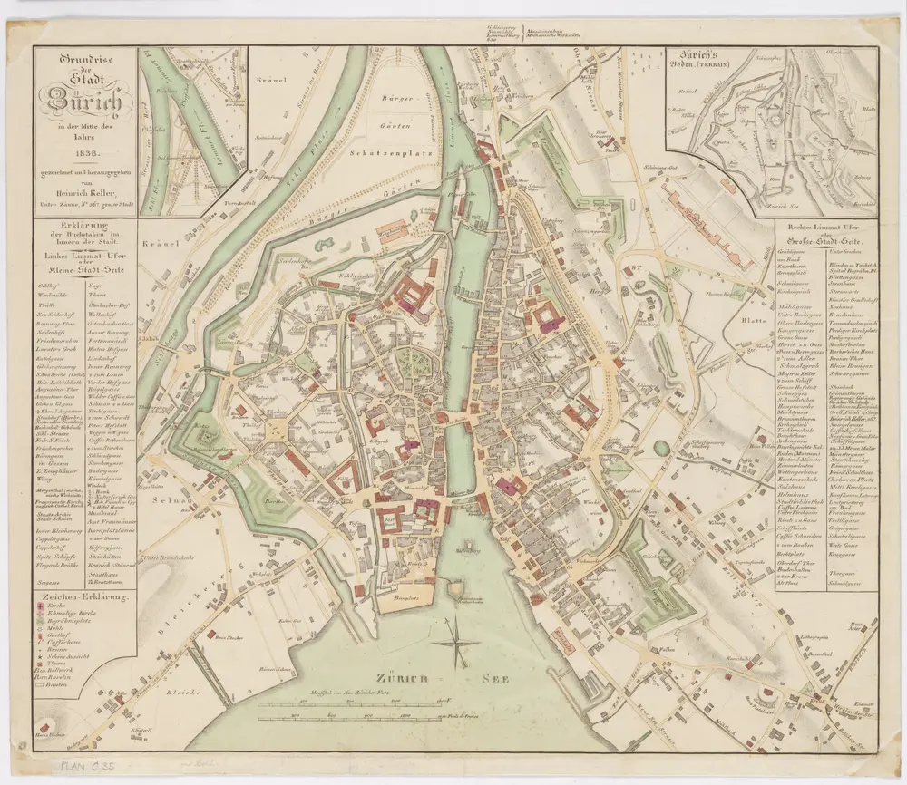 Grundriss der Stadt Zürich in der Mitte des Jahres 1838