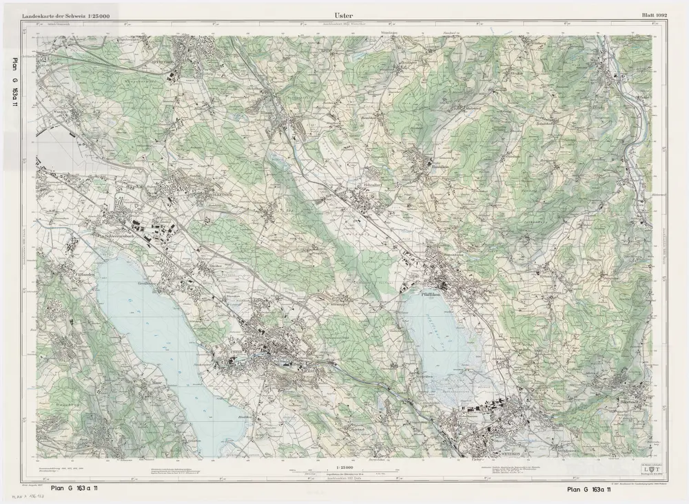 Landeskarte der Schweiz 1 : 25000: Den Kanton Zürich betreffende Blätter: Blatt 1092: Uster