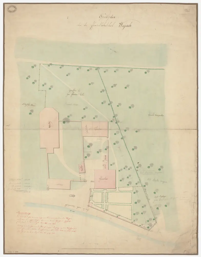 Weiach: Pfrundlokalität mit Kirche, Pfarrhaus und Umgebung; Grundriss (Nr. 2)