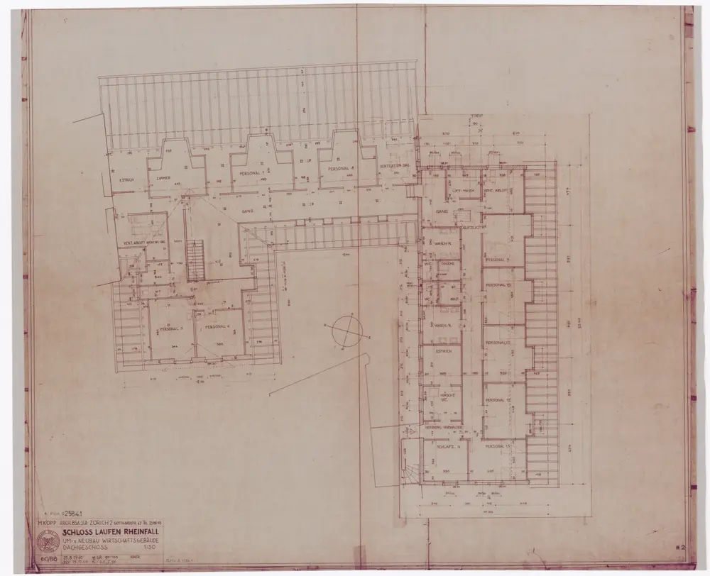 Laufen-Uhwiesen: Schloss Laufen, Um- und Neubau des Wirtschaftsgebäudes: Dachgeschoss; Grundriss