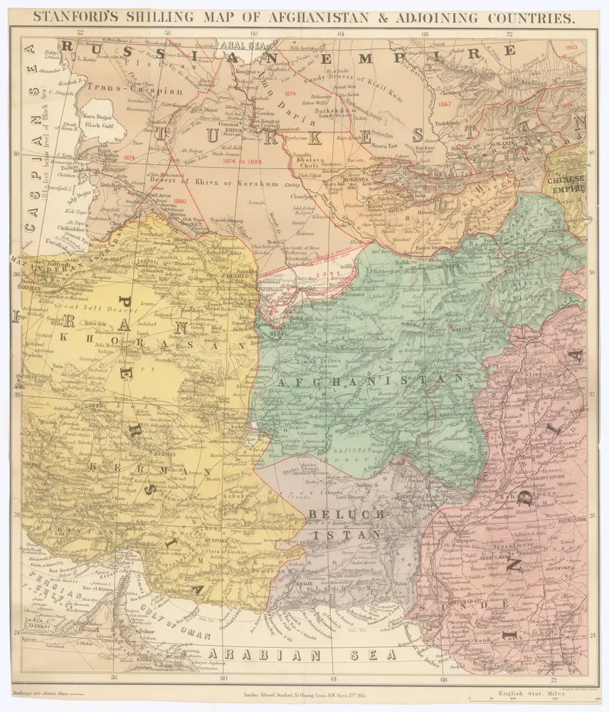 Stanford's shilling map of Afganistan & adjoining contries