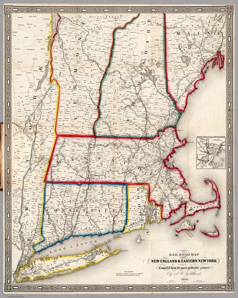 Railroad Map Of New England & Eastern New York