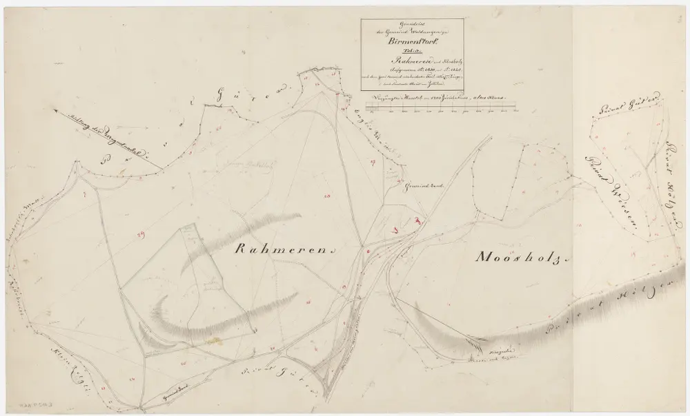 Birmensdorf: Gemeinde- und Genossenschaftswaldungen: Gemeindewaldungen Rameren, Maas (Moosholz); Grundriss (Tab. 3)