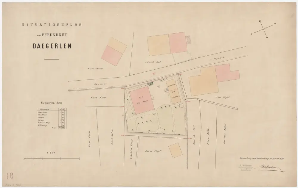 Dägerlen: Pfrundgut mit Pfarrhaus und Umgebung; Grundriss