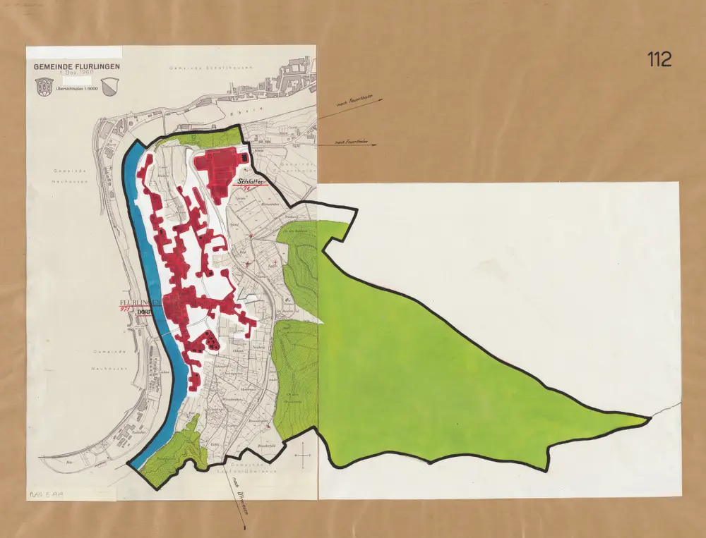 Flurlingen: Definition der Siedlungen für die eidgenössische Volkszählung am 01.12.1960; Siedlungskarte Nr. 112