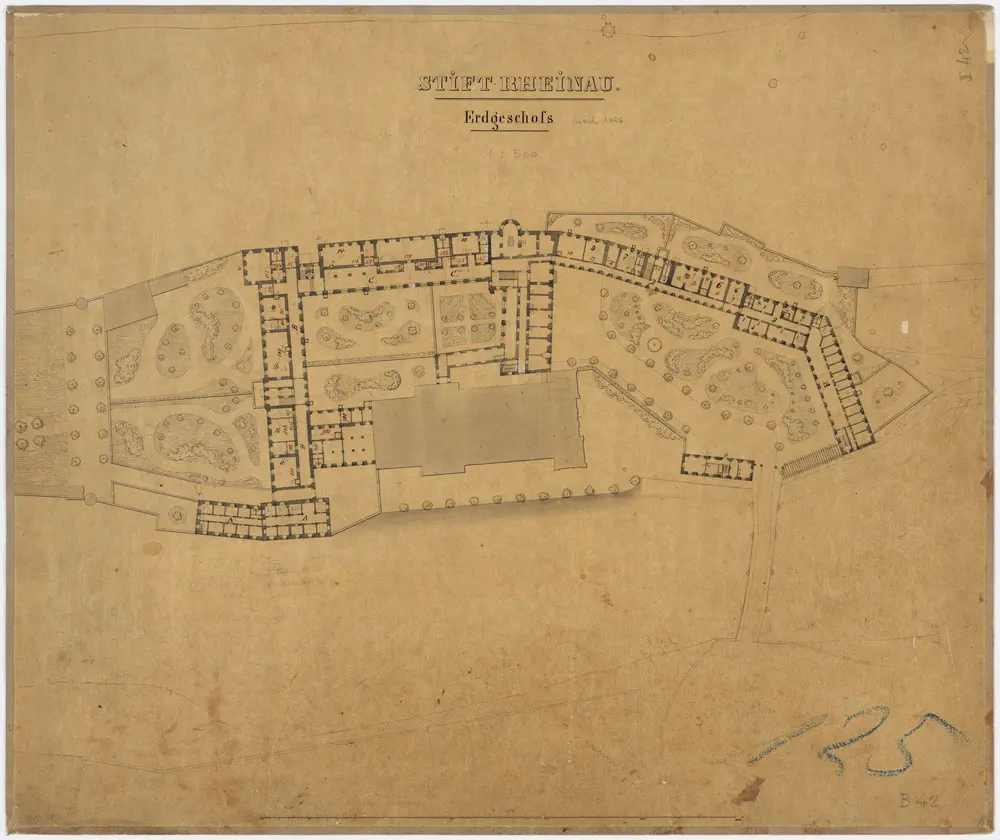 Pflegeanstalt Rheinau: Erdgeschoss; Grundriss