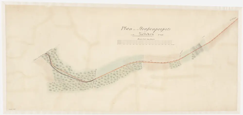 Kleinandelfingen, Ossingen, Trüllikon: Projektierte Strasse von der Abzweigung der Strasse nach Feuerthalen bis südlich von Trüllikon; Situationsplan (Blatt I)