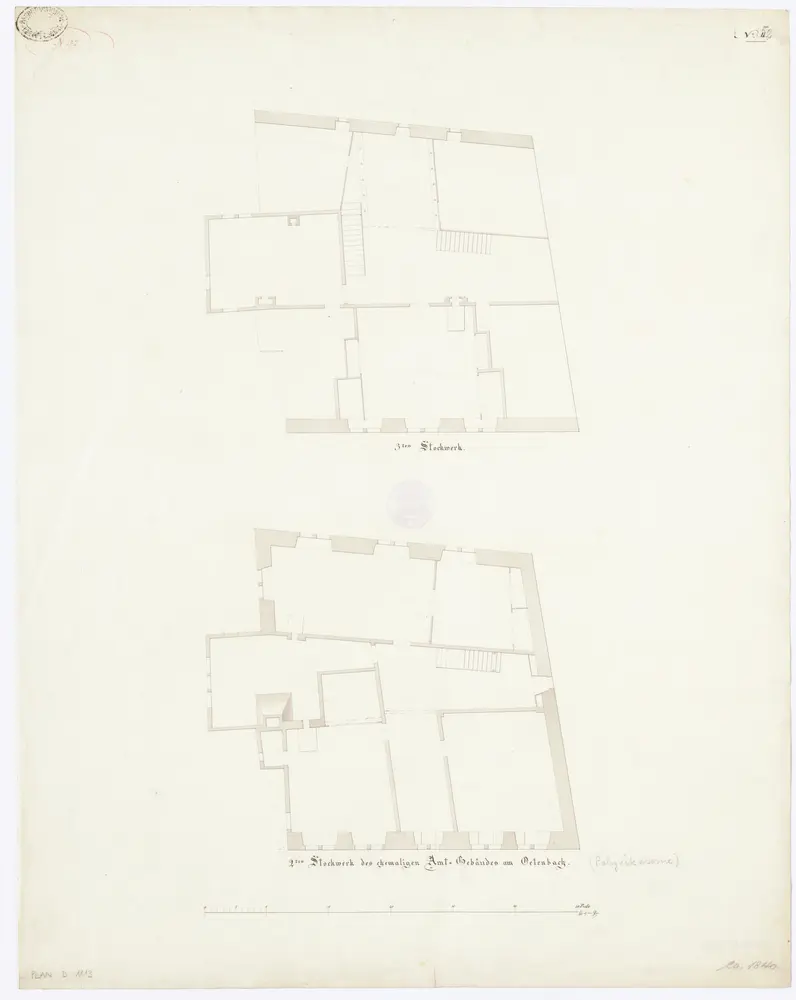 Kantonale Strafanstalt Oetenbach: Ehemaliges Amtsgebäude; 2. und 3. Stock; Grundrisse