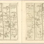 mapa z atlasu "The Roads through England delineated or, Ogilby ́s Survey, Revised, Improved, and Reduced to a Size portable for the Pocket By John Senex F, R, S. Being an Actual Survey of all the Principal Roads of England, And Wales, Distinctly laid down on one hundred "