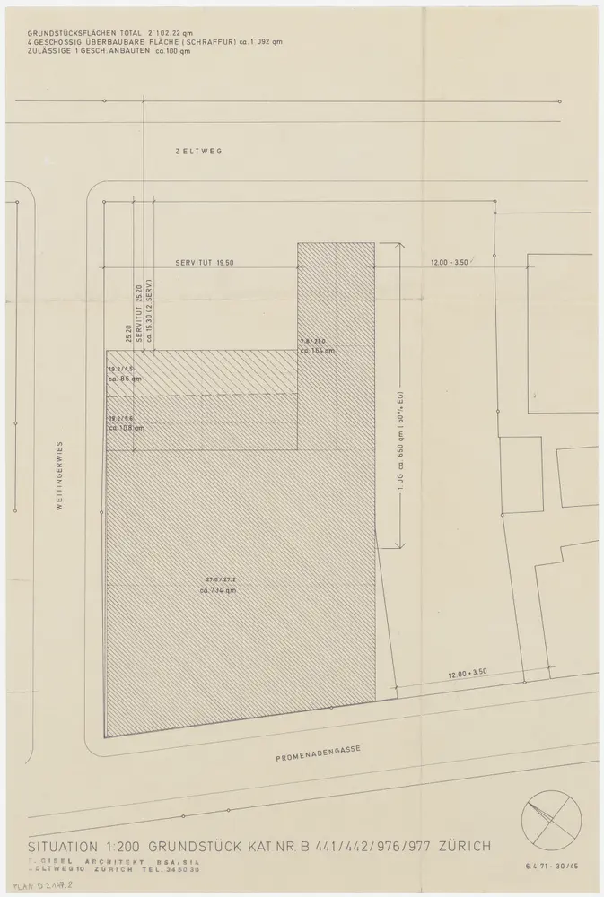 Staatsarchiv des Kantons Zürich, projektierter Neubau zwischen Zeltweg, Wettingerwies und Promenadengasse: Situationspläne: Situationsplan