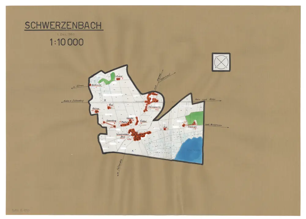 Schwerzenbach: Definition der Siedlungen für die eidgenössische Volkszählung am 01.12.1950; Siedlungskarte