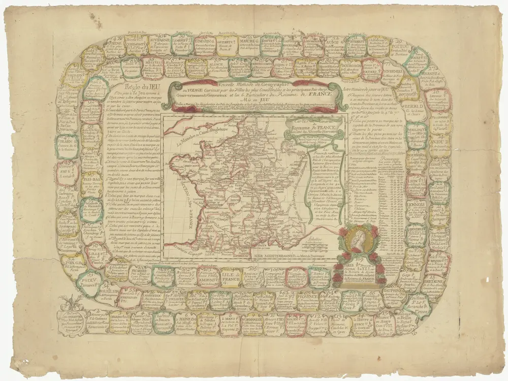 Nouvelle methode de geographie ou voiage curieux par les villes les plus considerables et les principaux pais des 30. gouvernements generaux et les 6. particuliers du Roiaume de France mis en jeu