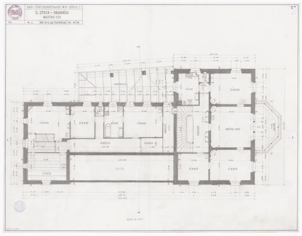 Liegenschaft Zürichbergstrasse 10: 2. Stock; Grundriss