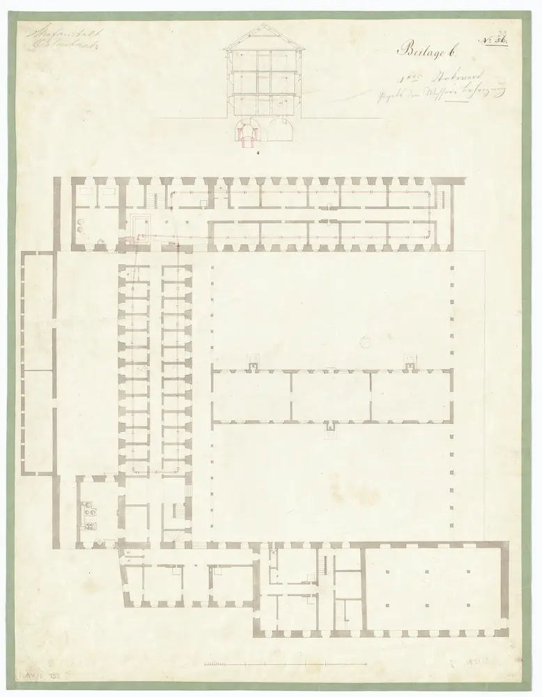 Kantonale Strafanstalt, projektierter Umbau des Klosters Oetenbach: 1. Stock, projektierte Dampfheizung; Grundriss