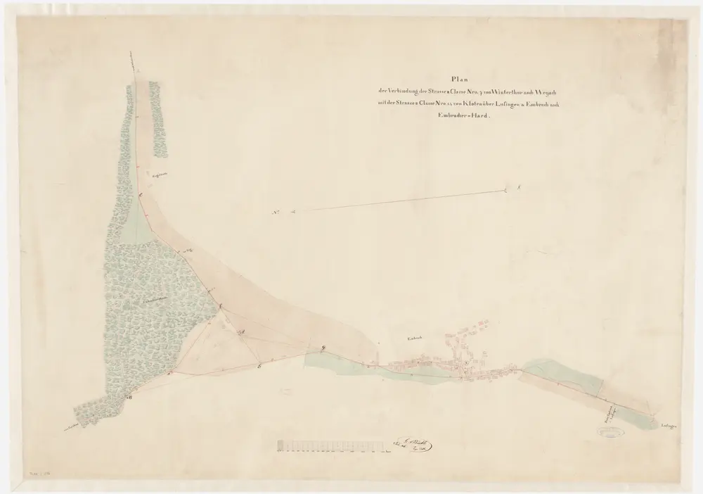 Lufingen, Embrach: Projektierte Strasse von ausgangs von Lufingen über Embrach bis in die Embracherhard; Übersichtsplan