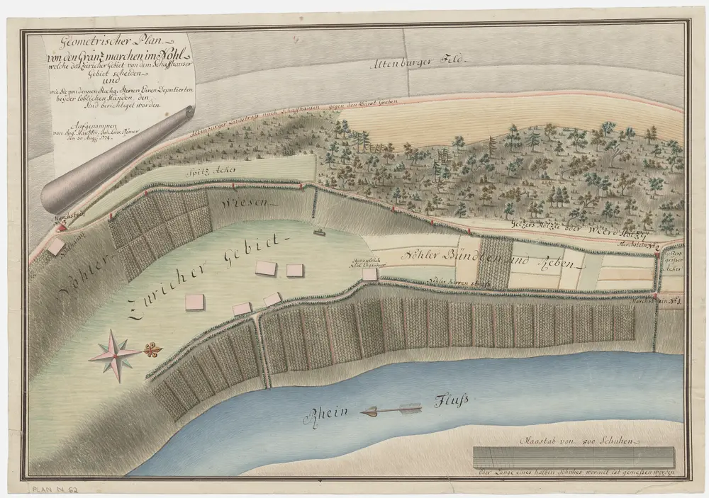 Grenze zwischen den Zürcher und Schaffhauser Gebieten bei Nohl; Grundriss
