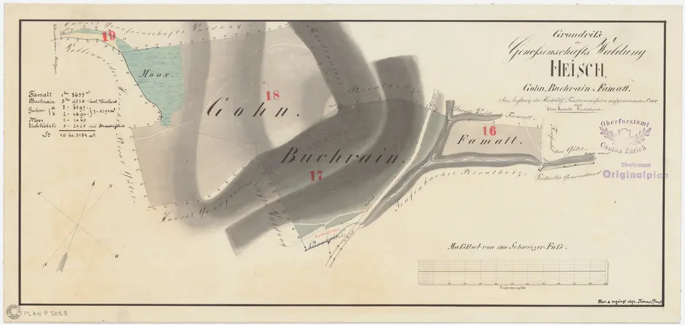 Hausen am Albis: Genossenschaftswaldungen Hausen, Heisch und Ebertswil: Genossenschaftswaldung Heisch mit Gom (Gohn), Moos, Buechrain, Pfamatt; Grundriss