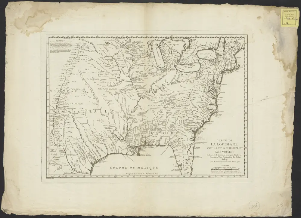 Carte de la Louisiane cours du Mississipi et pais voisins