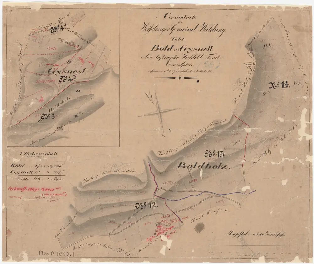 Weisslingen: Gemeindewaldungen: Böld, Gisnest (Gisnäst, Gysnest); Grundrisse (Tab. I)