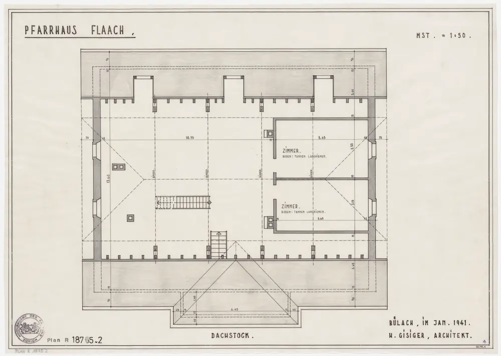 Flaach: Pfarrhaus: Dachgeschoss; Grundriss (Nr. 4)