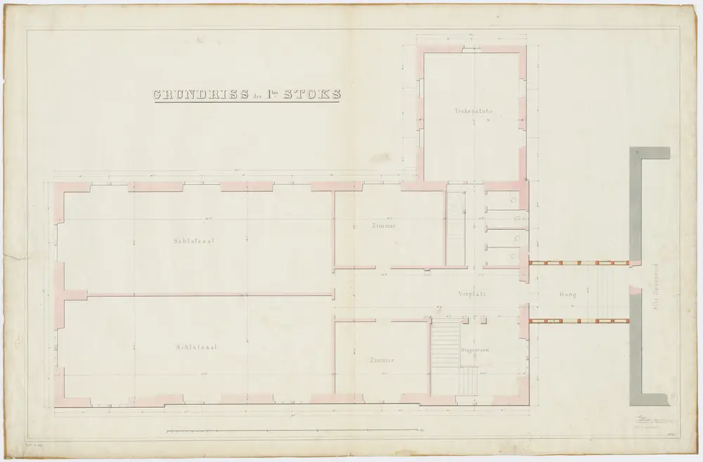 Unterstrass: Spanweid, projektiertes Badehaus, 1. Stock; Grundriss