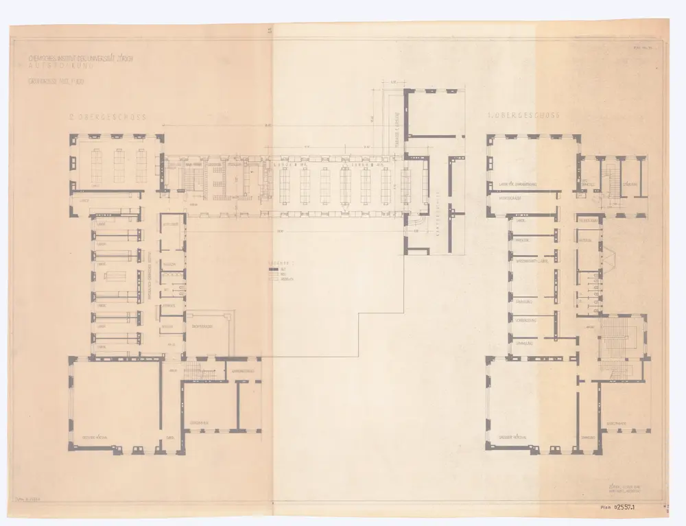 Universität Zürich (Chemisches Institut), Rämistrasse 74 und 76: Aufstockung: 1. und 2. Stock; Grundrisse