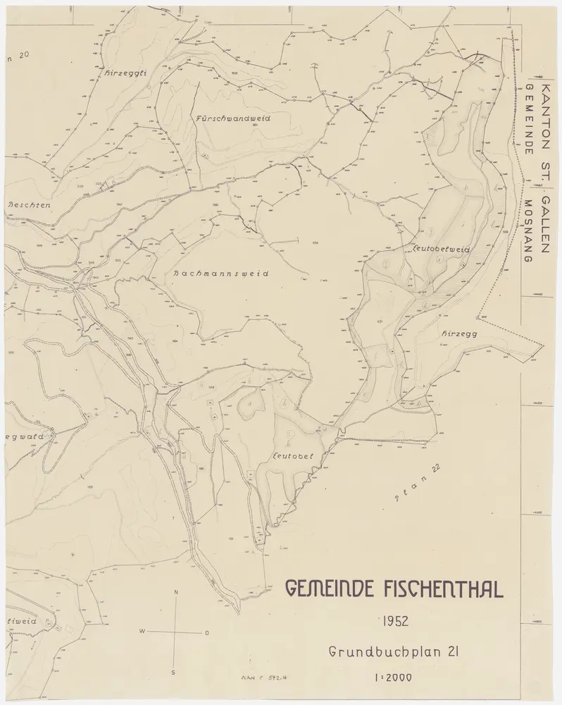 Fischenthal, Goldingen SG: Waldungen: Fischenthal: Bachmannsweid, Fürschwandweit, Hirzeggli, Leutobelweid, Leutobel, Hirzegg; Grundriss