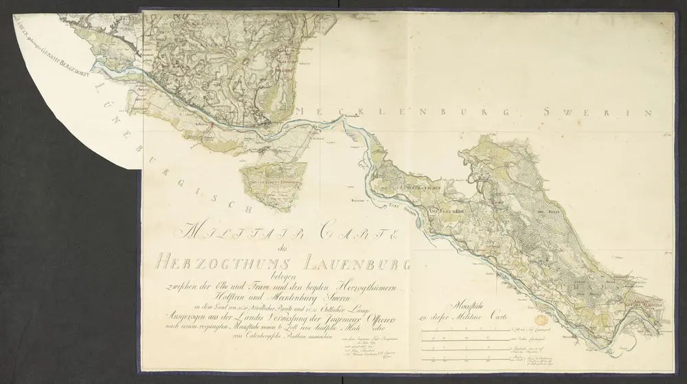 MILITAIR CARTE des HERZOGTHUMS LAUENBERG belengen zwischen der Elbe und Trave und den beyden Herzogthuumern Holstein und Mecklenburg Swerin