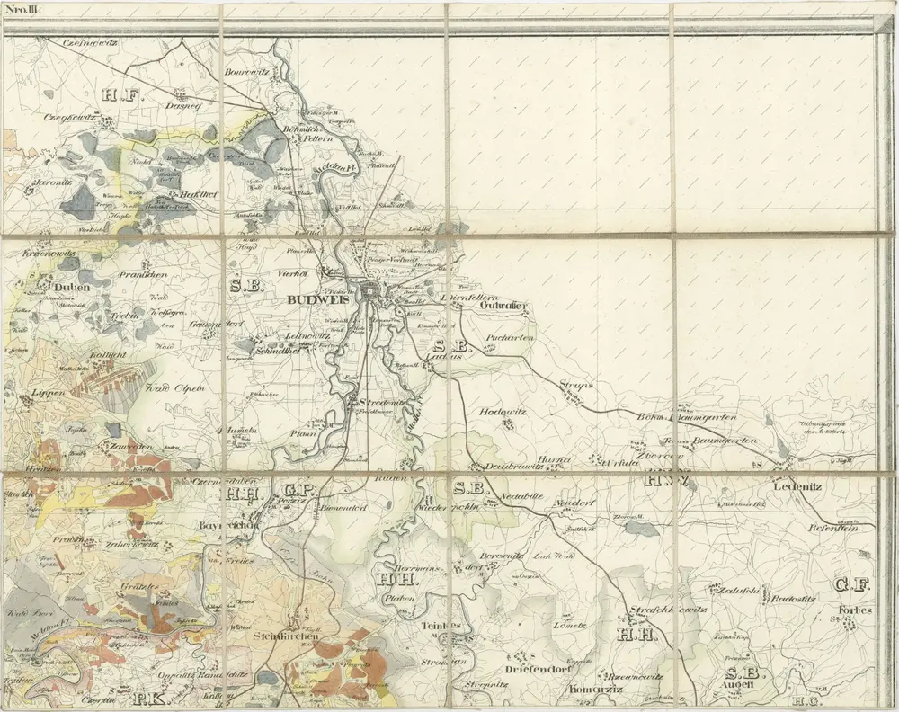 Topographische Karte der in Böhmen budweiser Kreises liegenden