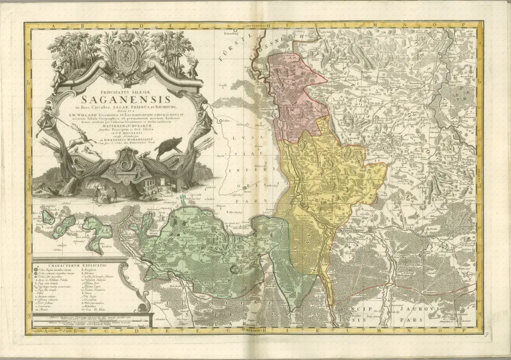 mapa z atlasu "Atlas Silesiae id est Dvcatvs Silesiae Generaliter Quatuor Mappis nec non specialiter XVI Mappis tot Principatvs repraesentatibvs geographice exhibitvs Addita Praefatione qua de Historia huius Atlantis agitvr"