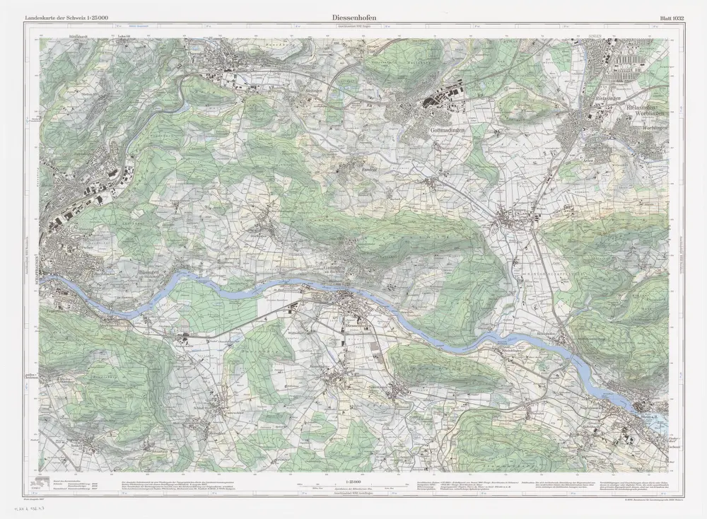 Landeskarte der Schweiz 1 : 25000: Den Kanton Zürich betreffende Blätter: Blatt 1032: Diessenhofen TG